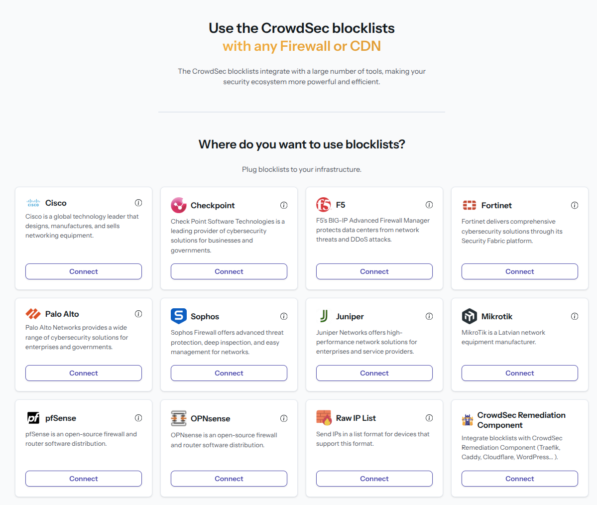 CrowdSec Integrations Screen